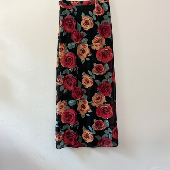 forever 21 / rose floral maxi skirt double slit S - Picture 6 of 6